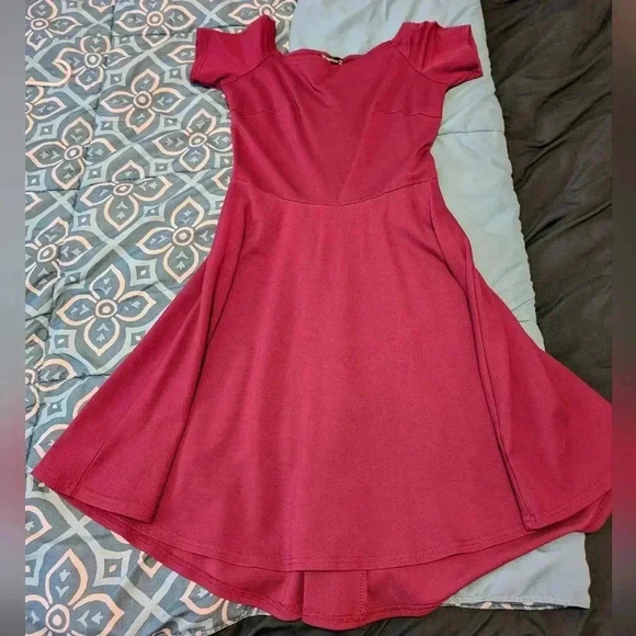Women's Maroon Skater Flare Dress M - Picture 1 of 3